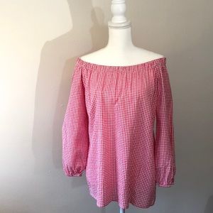 Madison Mathews Pink Gingham Top Size Small - EUC